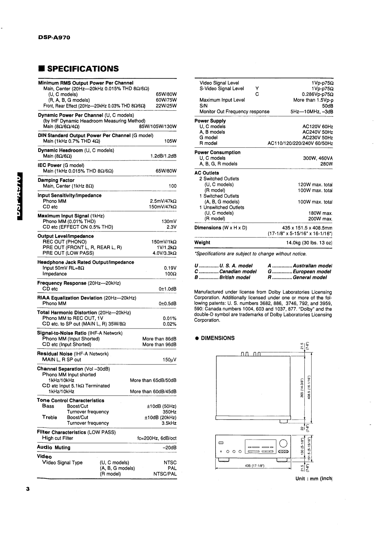 Yamaha DSP-A970 Digital Sound Processing Amplifier Service Manual (Pages: 51)