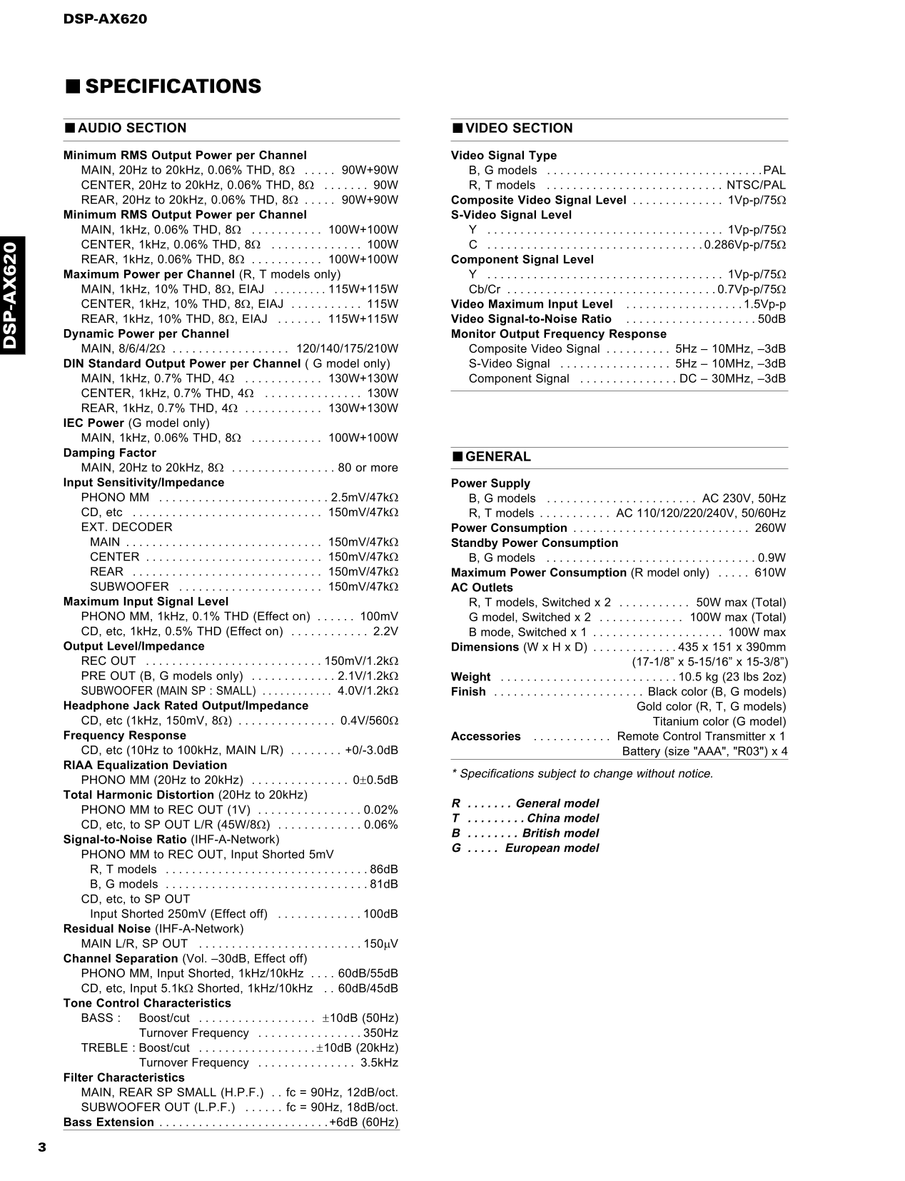 Yamaha DSP-AX620 AV Amplifier Service Manual (Pages: 82)