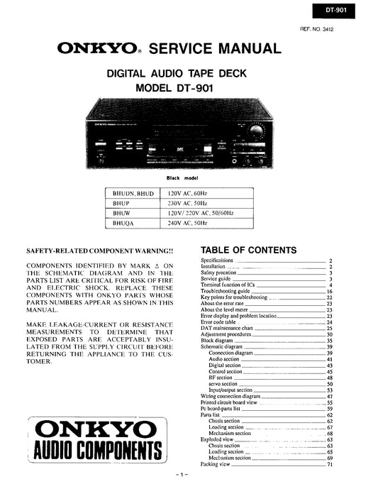 Onkyo DT-901 Cassette Tape Deck Service Manual (Pages: 55)