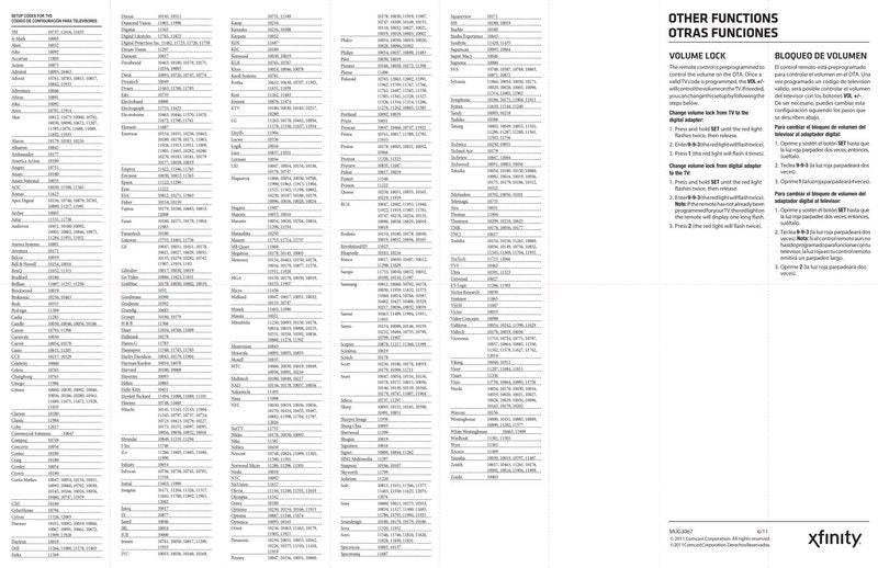 Comcast CABLE DTA BOX Universal Remote Control Operating Manual