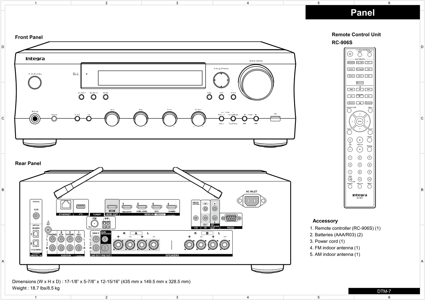 Integra DTM-7 AV Receiver Service Manual (Pages: 110)