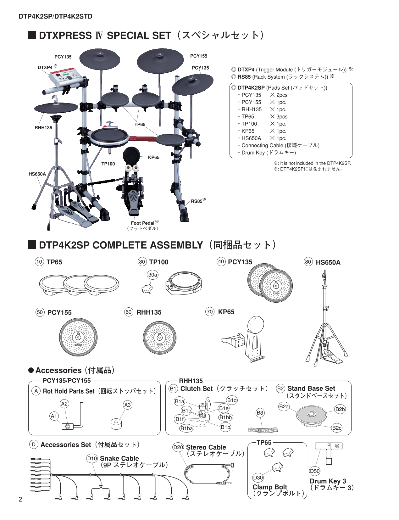 Yamaha DTP4K2SP & DTP4K2STD Electronic Drum Pad Set Service Manual (Pages: 64)