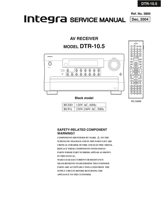 Integra DTR-10.5 AV Receiver Service Manual (Pages: 183)