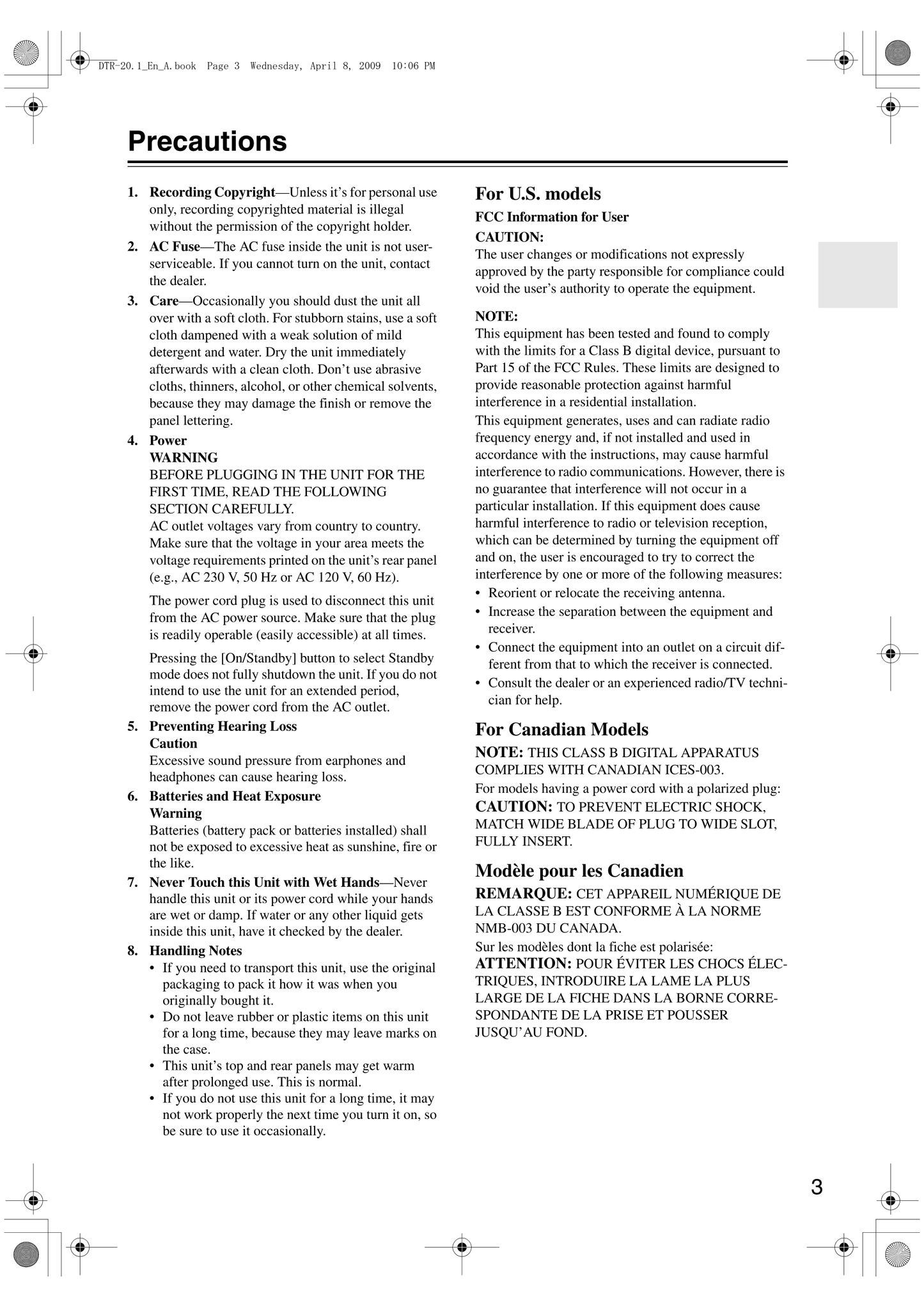 Integra DTR-20.1 AV Receiver Owner's/ User Manual (Pages: 96)