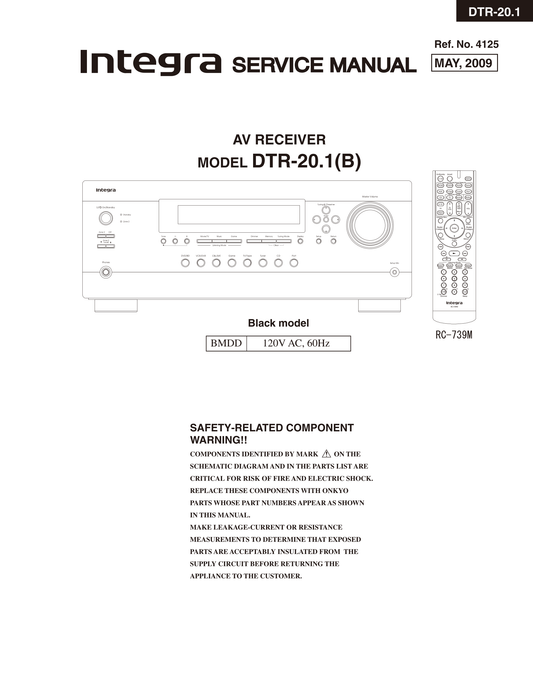 Integra DTR-20.1 AV Receiver Service Manual (Pages: 142)