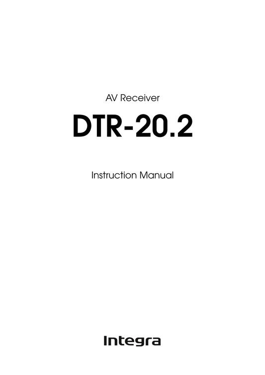 Integra DTR-20.2 AV Receiver Owner's/ User Manual (Pages: 72)