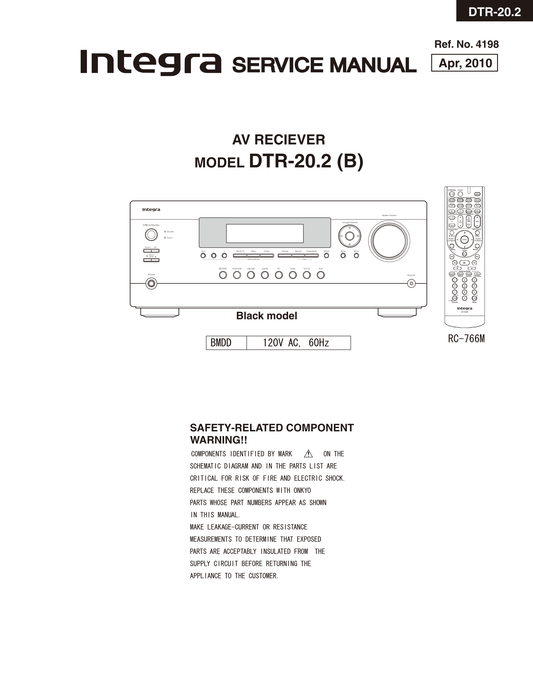 Integra DTR-20.2 AV Receiver Service Manual (Pages: 113)