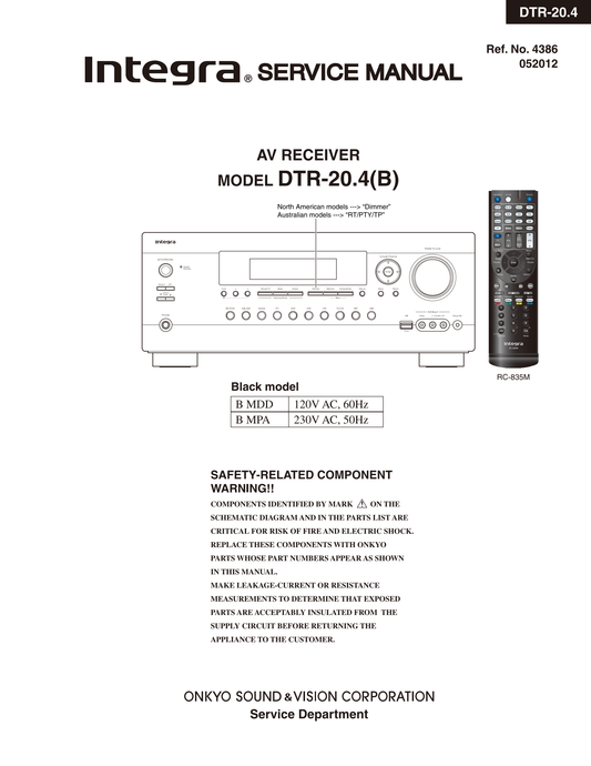 Integra DTR-20.4 AV Receiver Service Manual (Pages: 124)