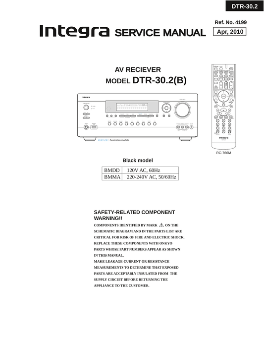 Integra DTR-30.2 AV Receiver Service Manual (Pages: 129)