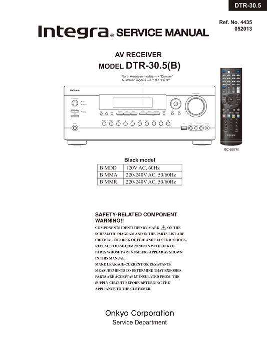 Integra DTR-30.5 AV Receiver Service Manual (Pages: 95)