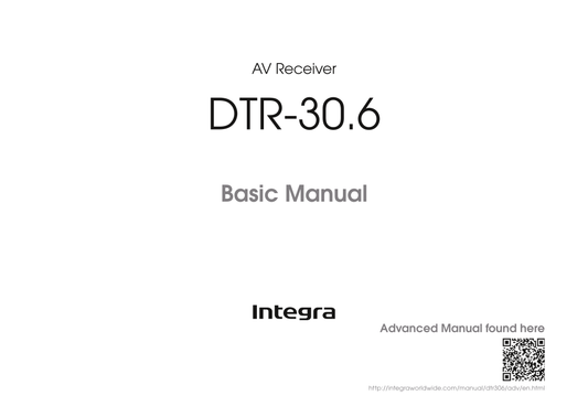 Integra DTR-30.6 AV Receiver Owner's/ User Manual (Pages: 24)