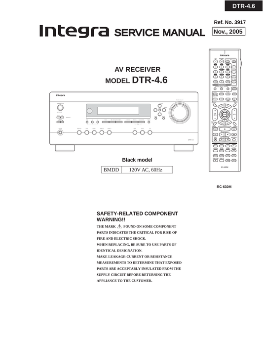 Integra DTR-4.6 AV Receiver Service Manual (Pages: 128)