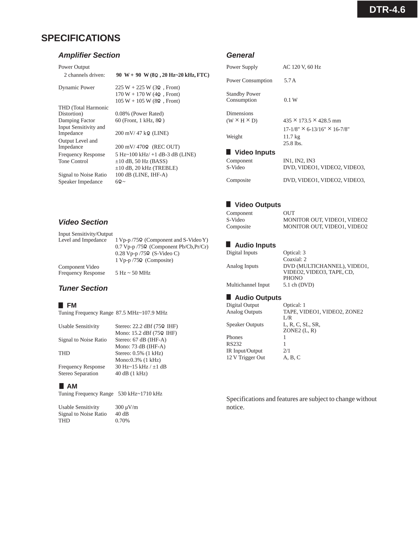 Integra DTR-4.6 AV Receiver Service Manual (Pages: 128)