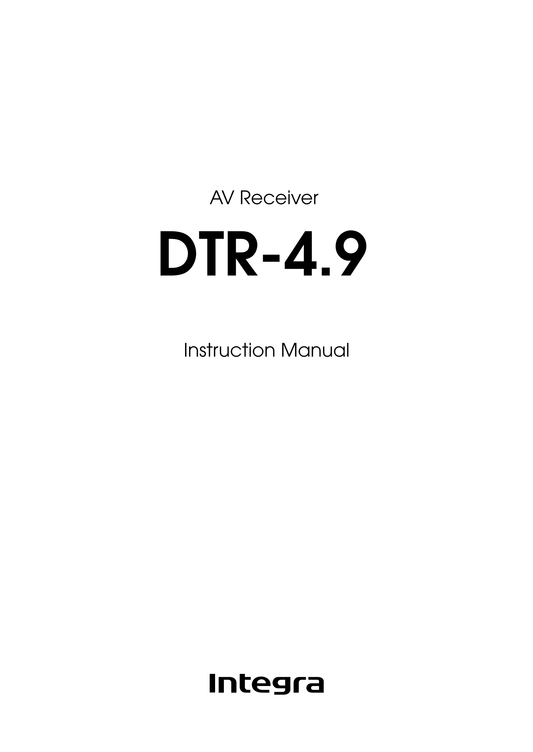 Integra DTR-4.9 AV Receiver Owner's/ User Manual (Pages: 84)