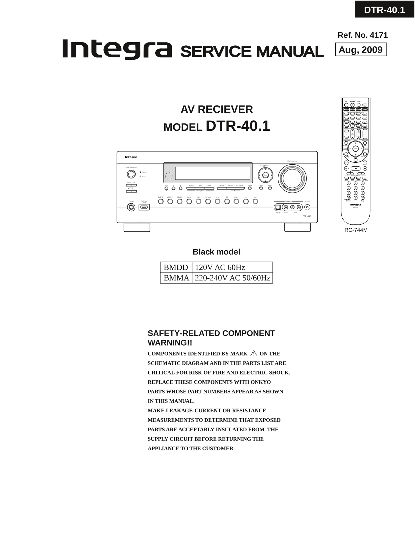 Integra DTR-40.1 AV Receiver Service Manual (Pages: 150)