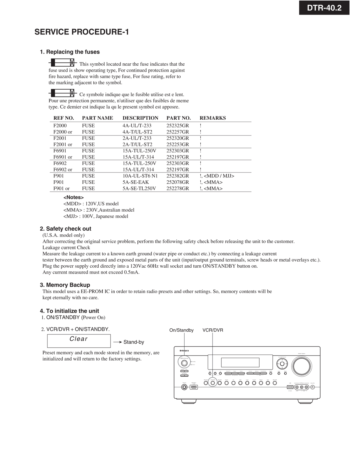 Dtr40 Integra DTR-40.2 AV Receiver Service Manual (Pages: 188) – Manuali