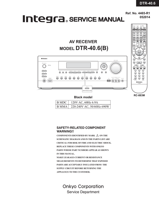 Integra DTR-40.6 AV Receiver Service Manual (Pages: 125)