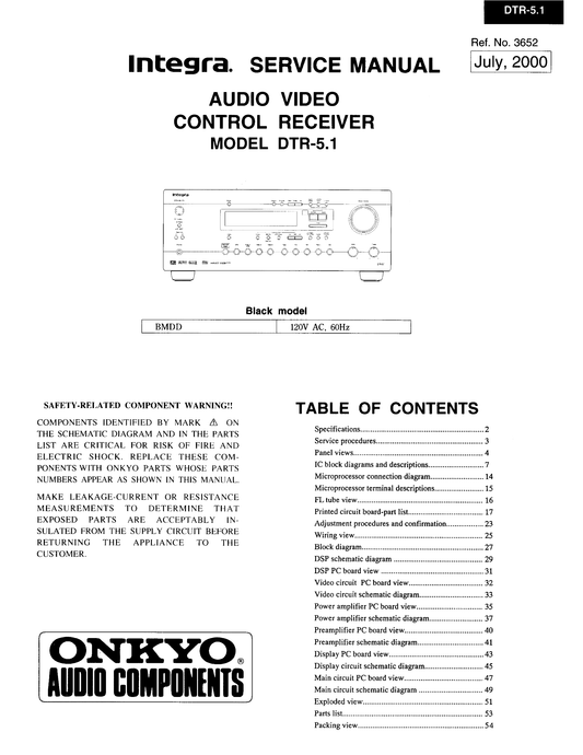 Integra DTR-5.1 AV Receiver Service Manual (Pages: 25)