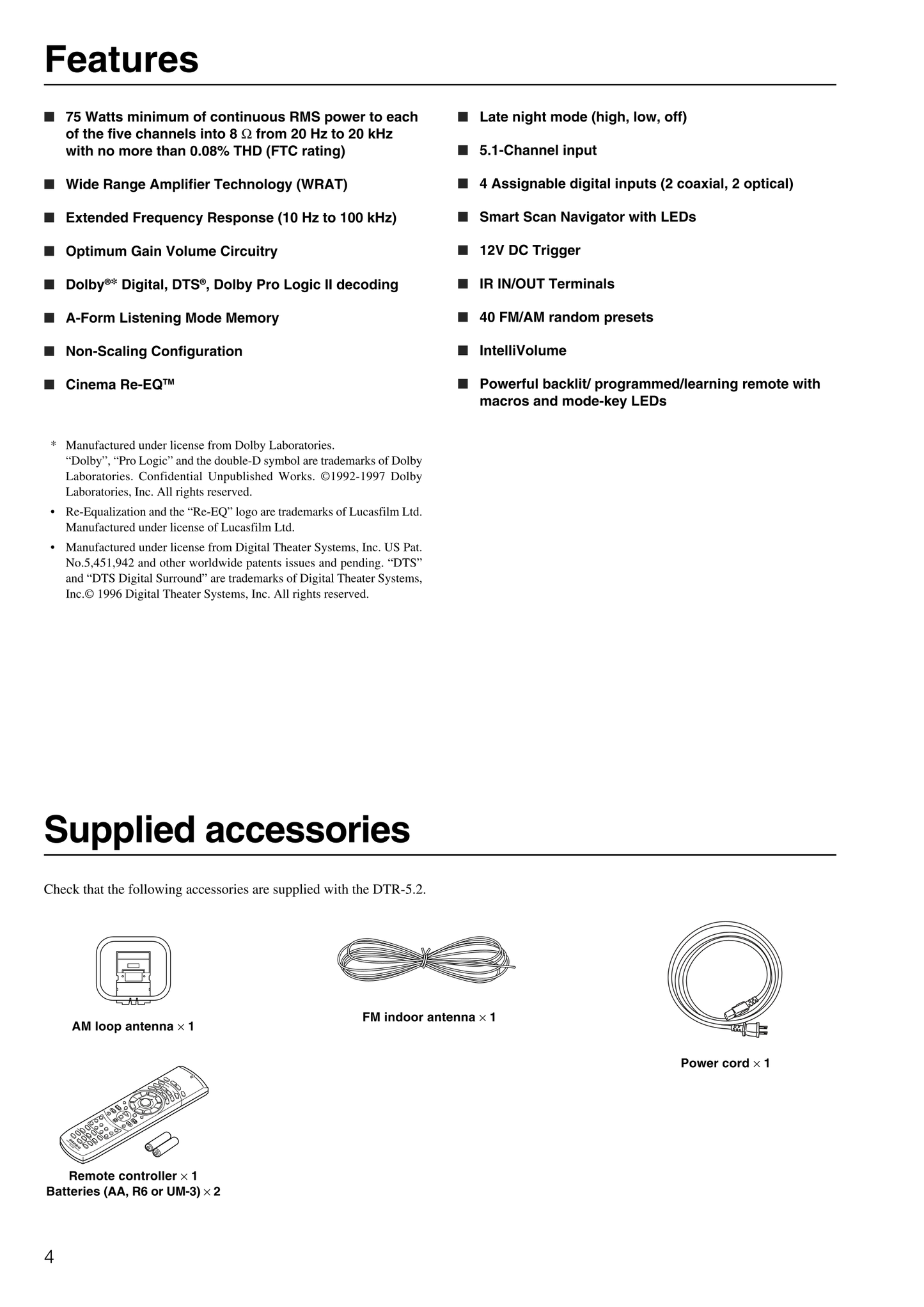 Integra DTR-5.2 AV Receiver Owner's/ User Manual (Pages: 52)