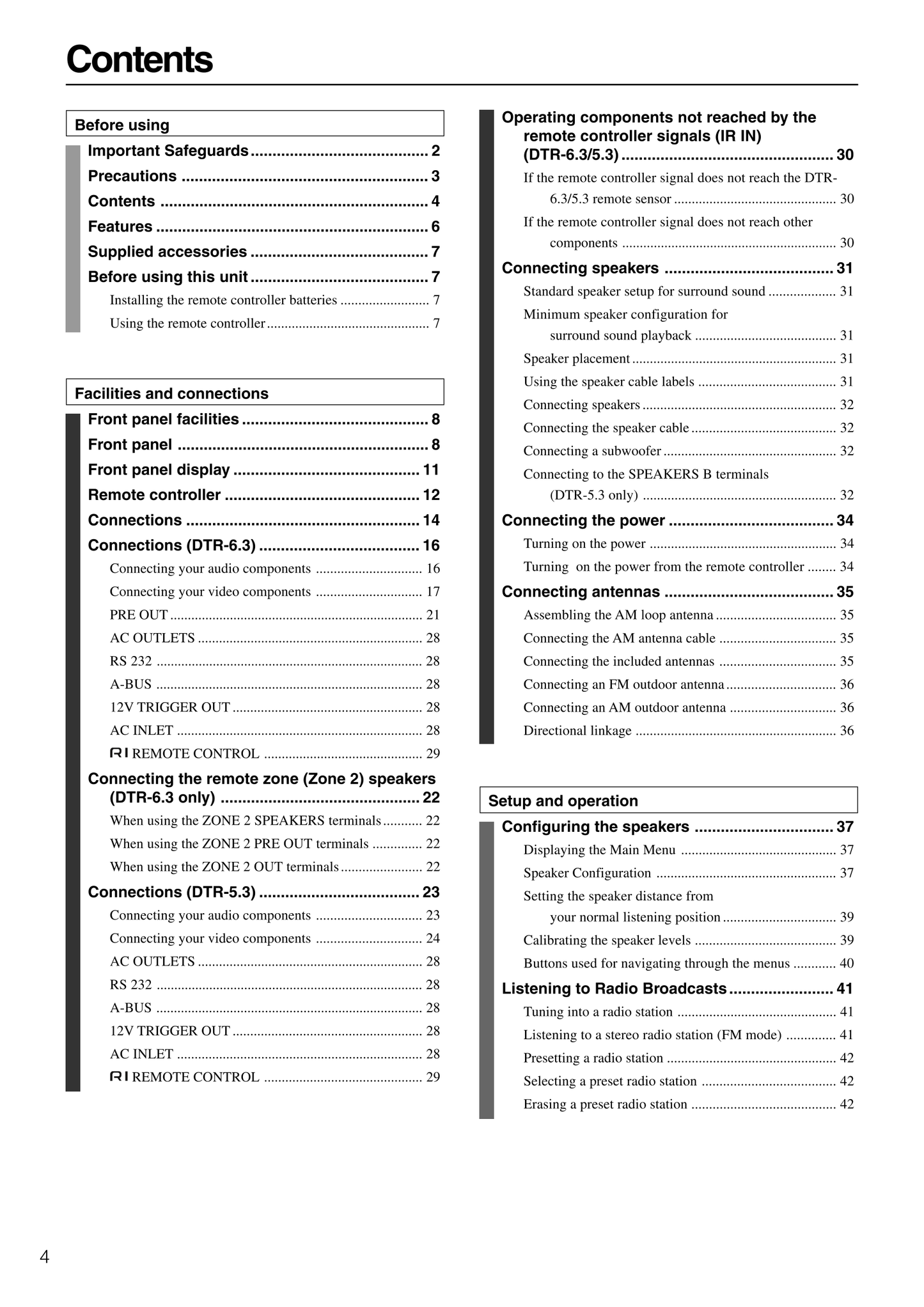 Integra DTR-5.3,DTR-6.3 AV Receiver Owner's/ User Manual (Pages: 80)