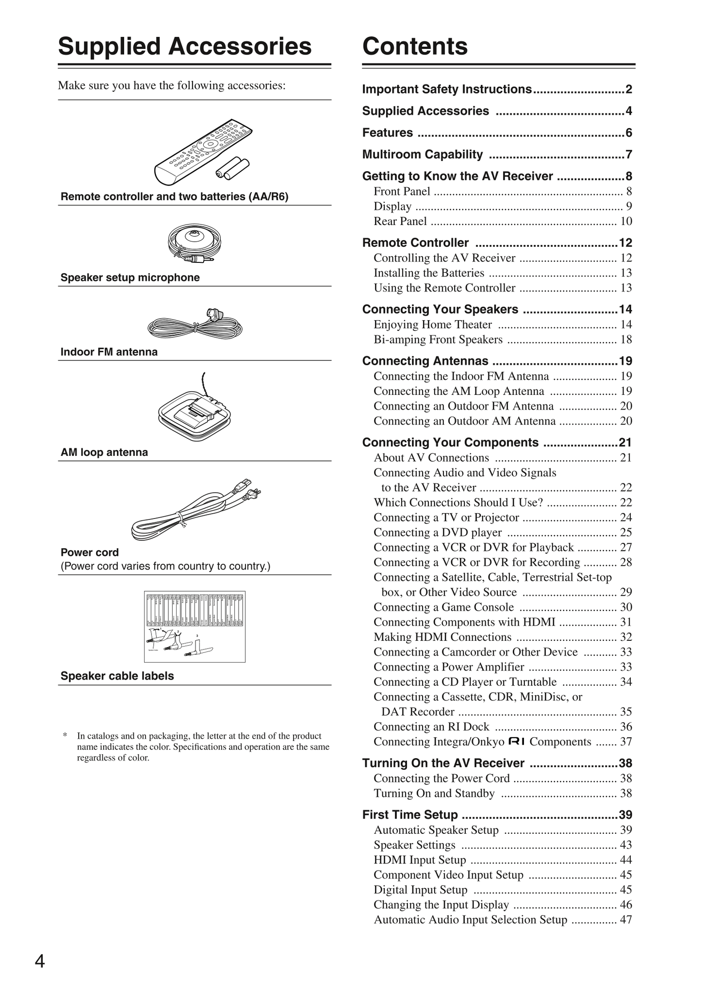 Integra DTR-5.9 AV Receiver Owner's/ User Manual (Pages: 116)