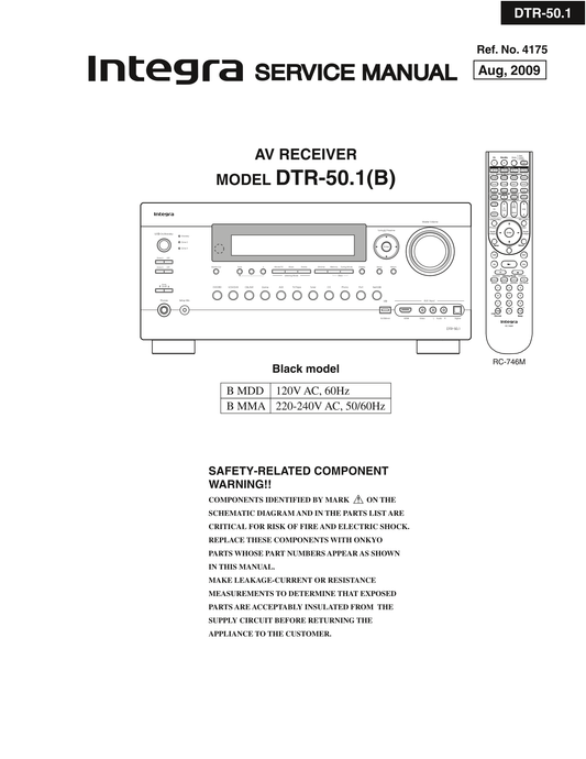 Integra DTR-50.1 AV Receiver Service Manual (Pages: 166)