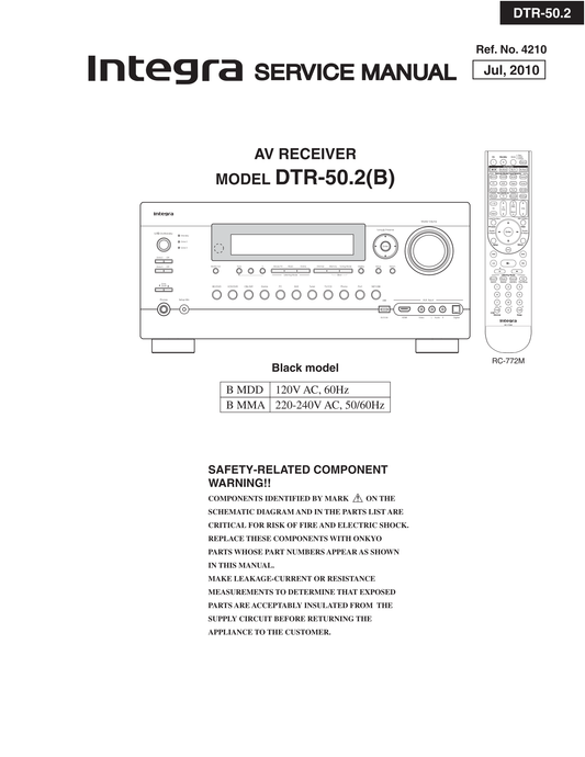 Integra DTR-50.2 AV Receiver Service Manual (Pages: 202)