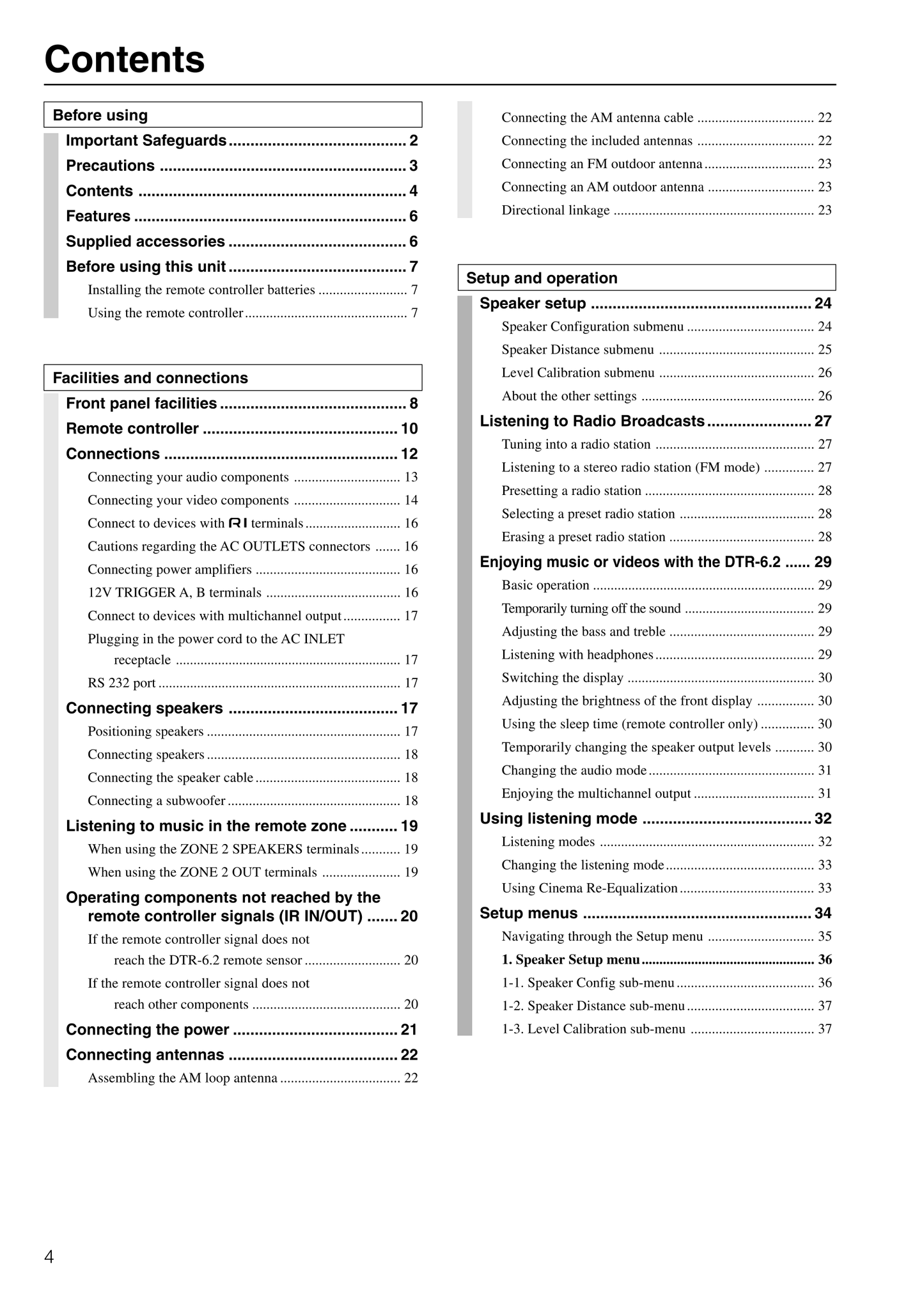 Integra DTR-6.2 AV Receiver Owner's/ User Manual (Pages: 64)