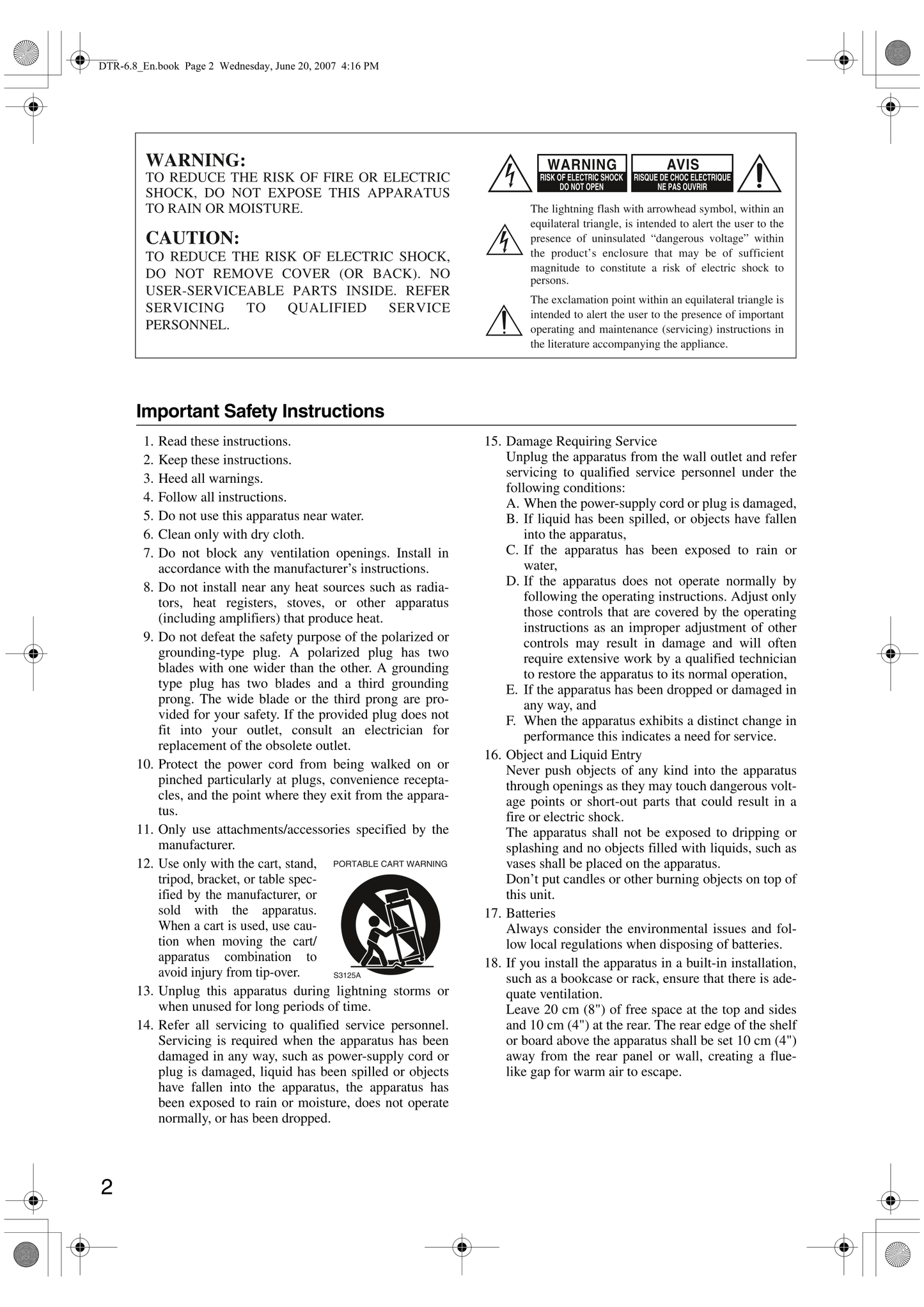 Integra DTR-6.8 AV Receiver Owner's/ User Manual (Pages: 126)