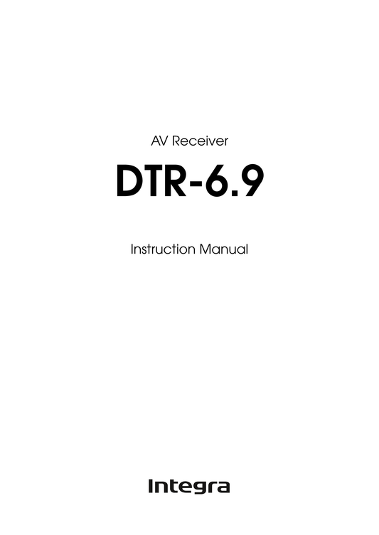 Integra DTR-6.9 AV Receiver Owner's/ User Manual (Pages: 140)