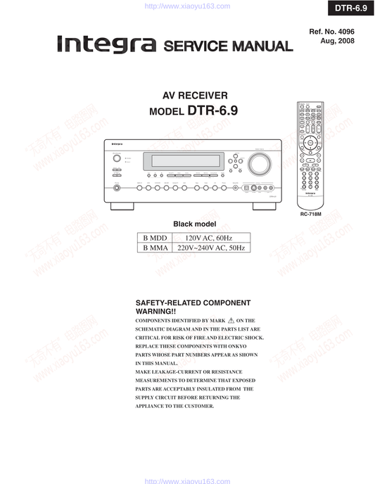 Integra DTR-6.9 AV Receiver Service Manual (Pages: 155)