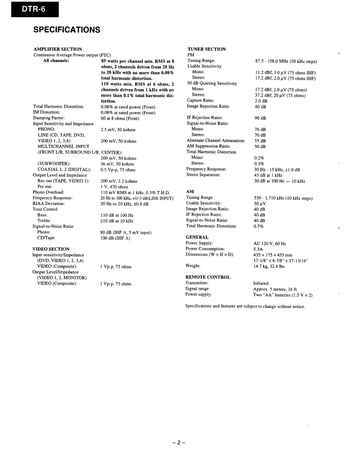 Integra DTR-6 AV Receiver Service Manual (Pages: 27)