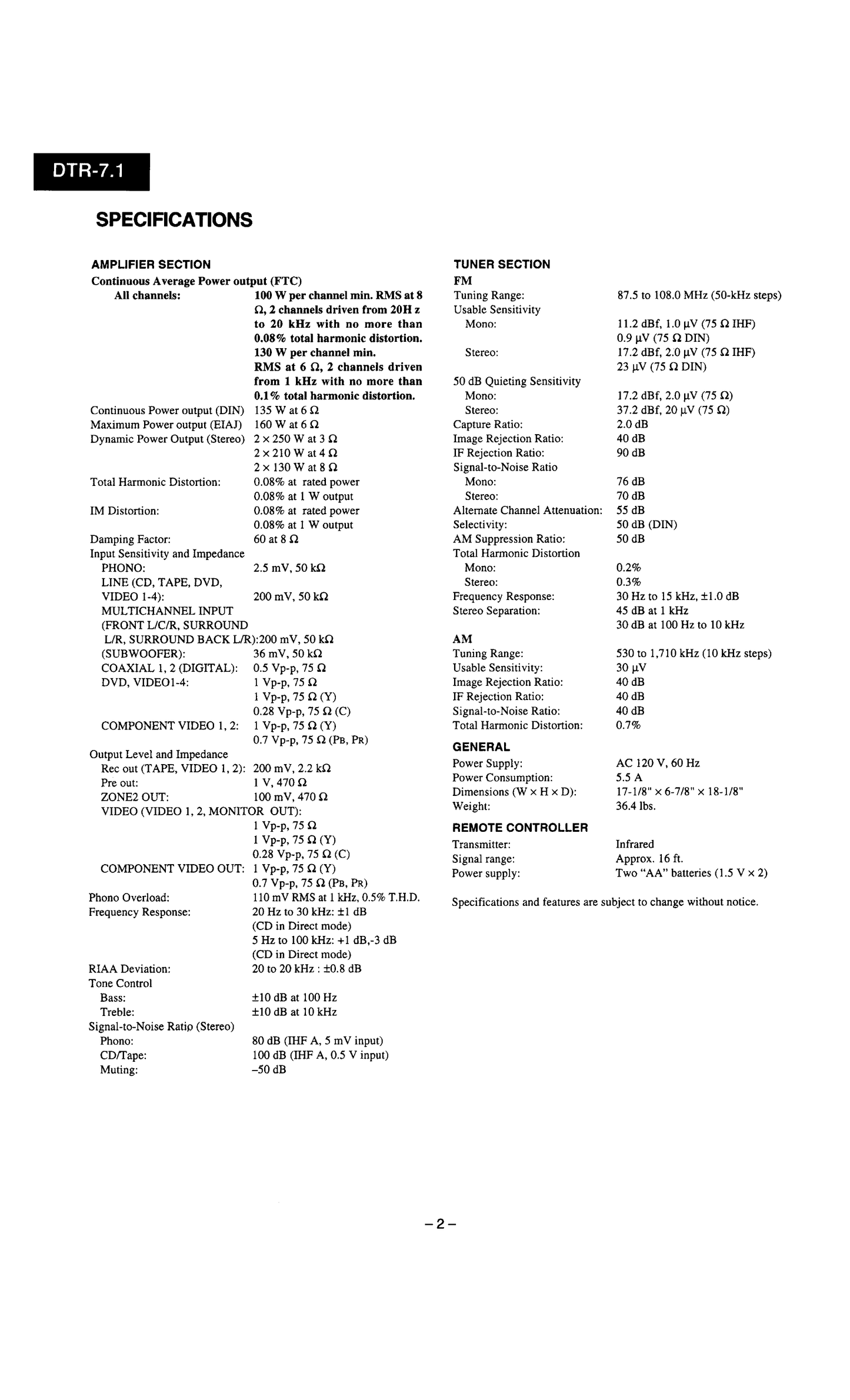 Integra DTR-7.1 AV Receiver Service Manual (Pages: 94)