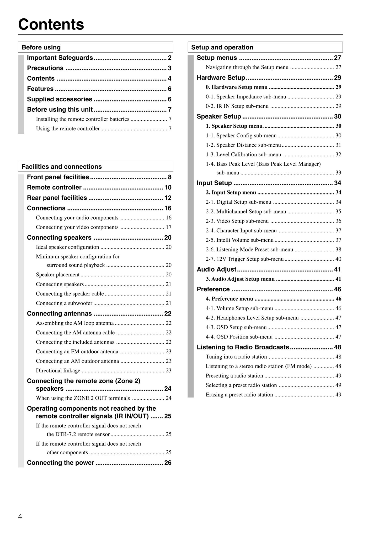 Integra DTR-7.2 AV Receiver Owner's/ User Manual (Pages: 76)