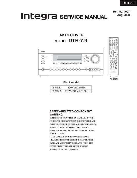 Integra DTR-7.9 AV Receiver Service Manual (Pages: 123)