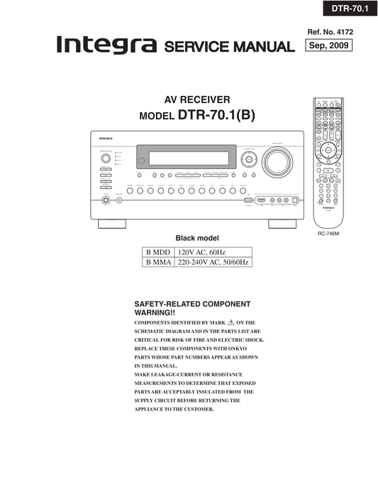 Integra DTR-70.1 AV Receiver Service Manual (Pages: 244)