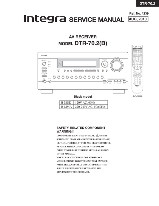 Integra DTR-70.2 AV Receiver Service Manual (Pages: 243)