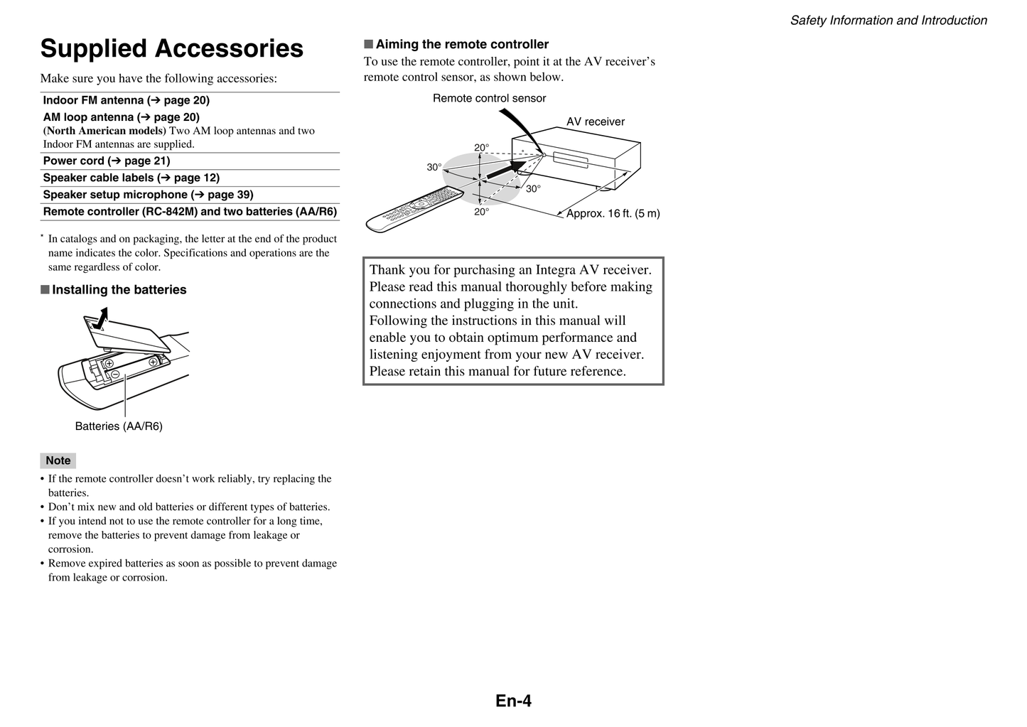 Integra DTR-70.4 AV Receiver Owner's/ User Manual (Pages: 120)