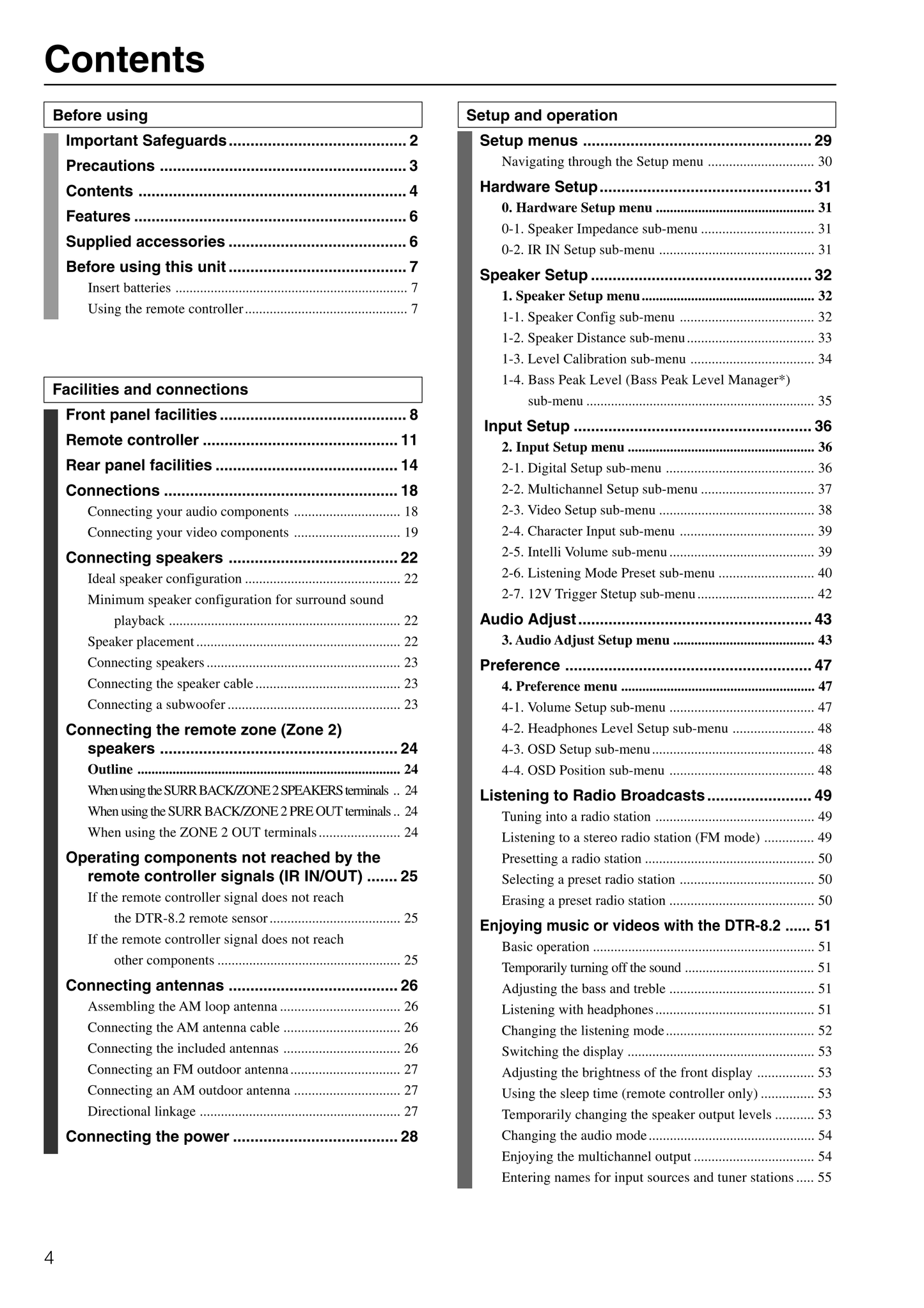 Integra DTR-8.2 AV Receiver Owner's/ User Manual (Pages: 88)