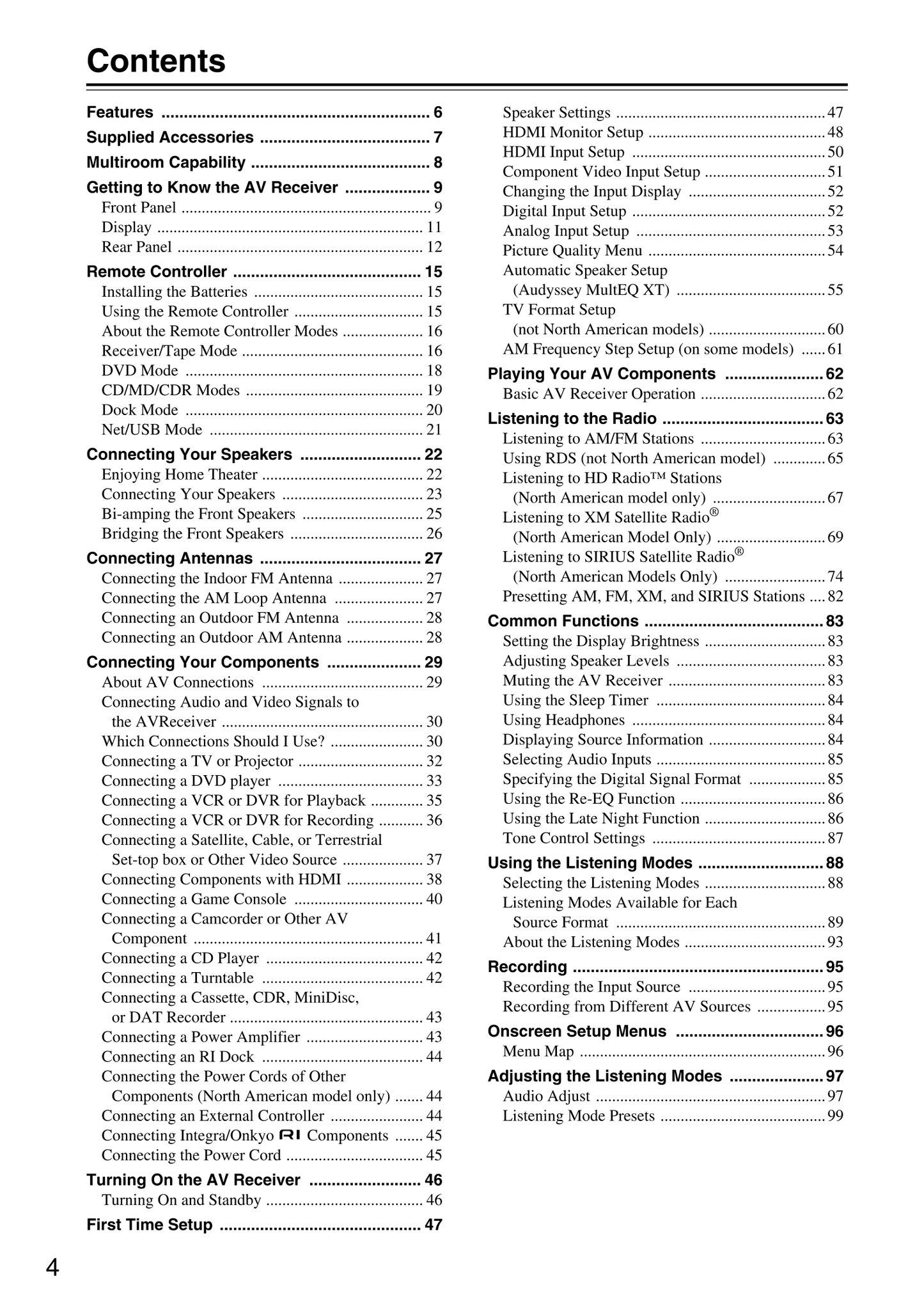 Integra DTR-8.8 AV Receiver Owner's/ User Manual (Pages: 144)