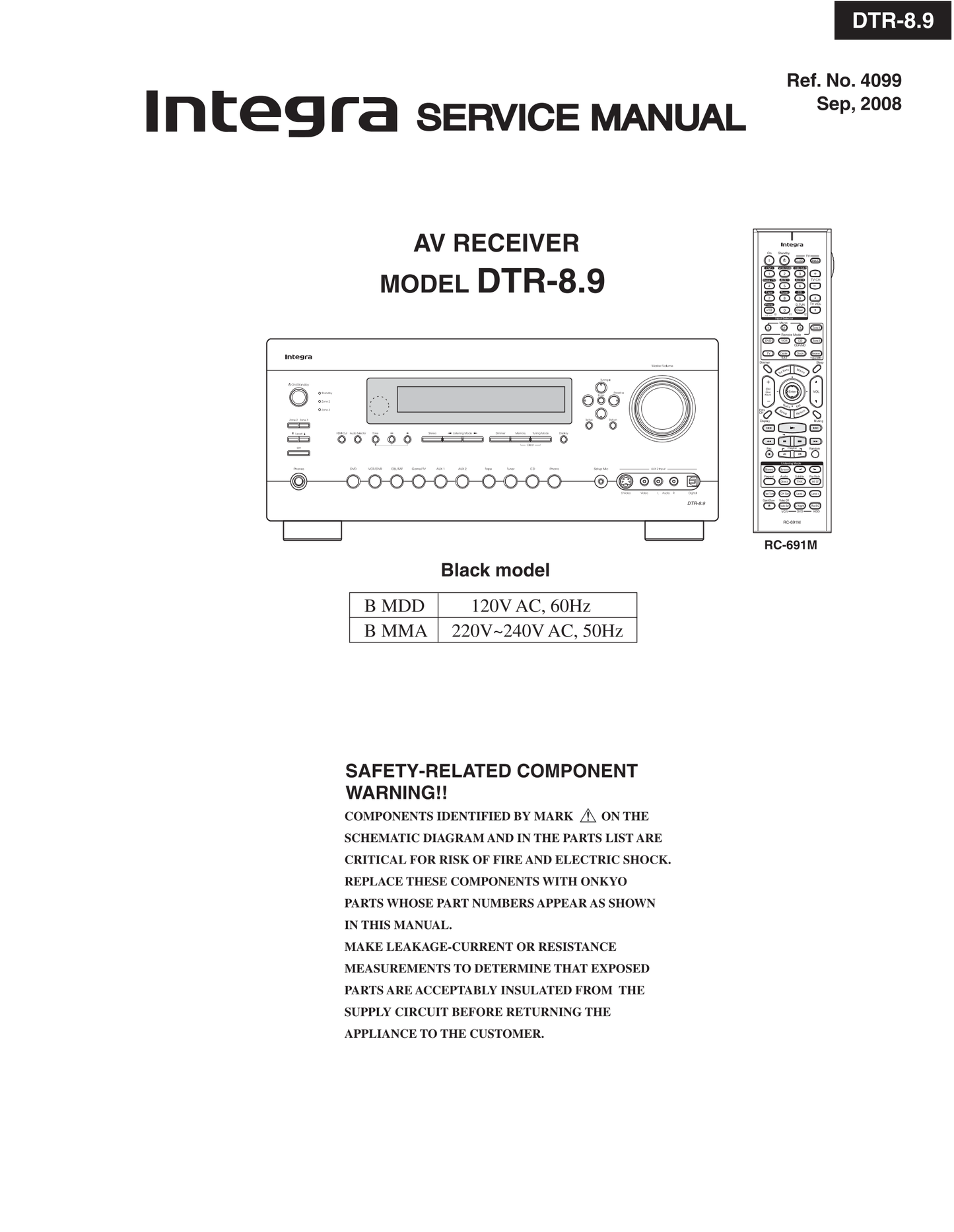 Integra DTR-8.9 AV Receiver Service Manual (Pages: 304)