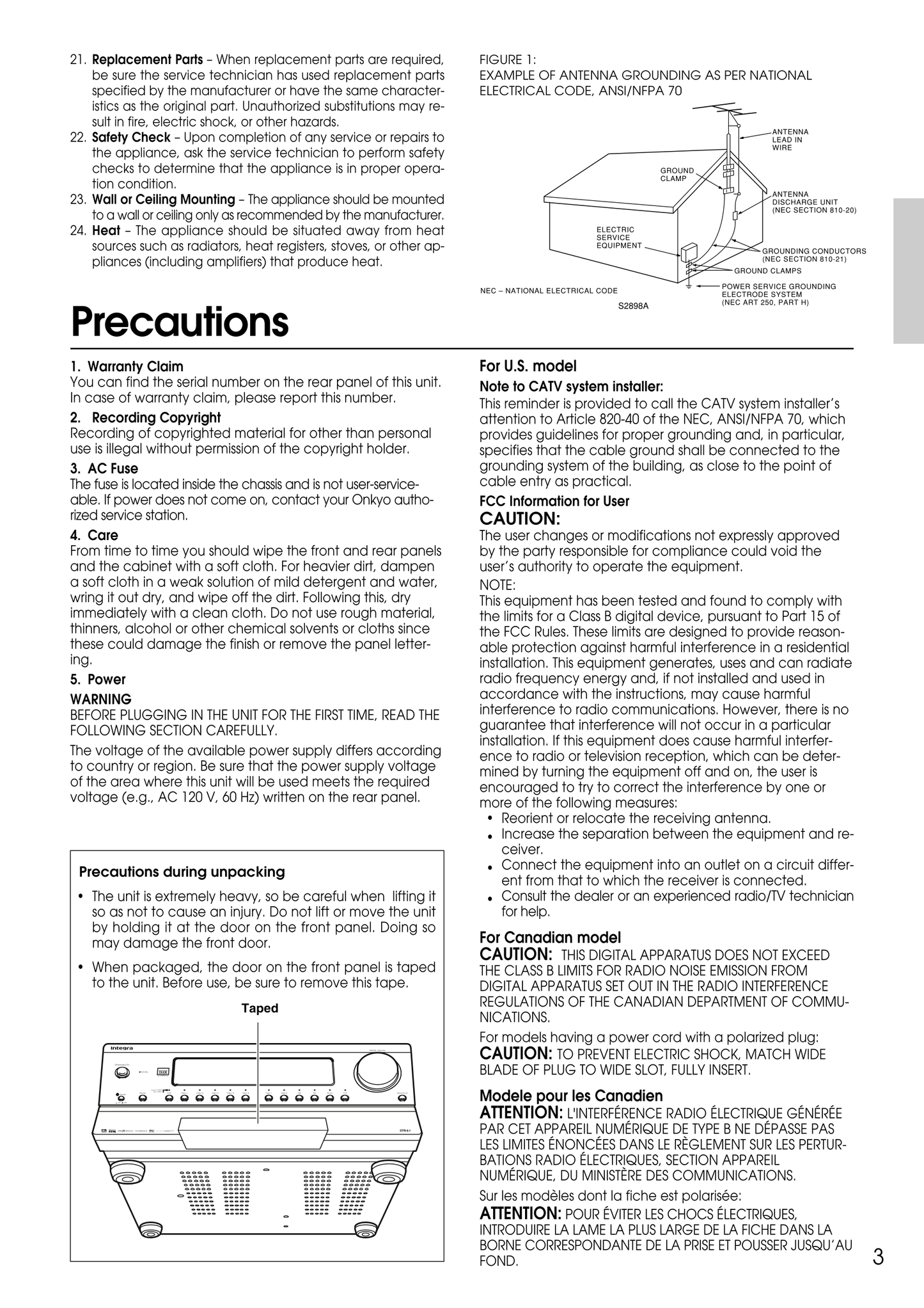 Integra DTR-9.1 AV Receiver Owner's/ User Manual (Pages: 92)