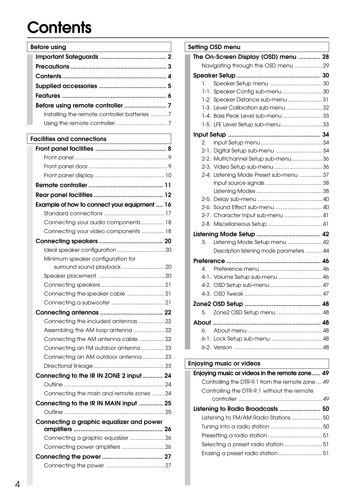 Integra DTR-9.1 AV Receiver Owner's/ User Manual (Pages: 92)