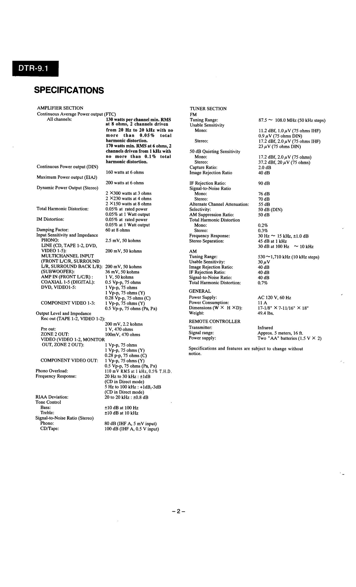 Integra DTR-9.1 AV Receiver Service Manual (Pages: 55)