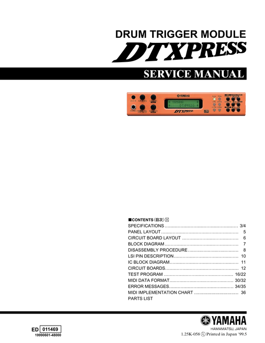 Yamaha DTXPRESS Drum Trigger Module Service Manual (Pages: 47)