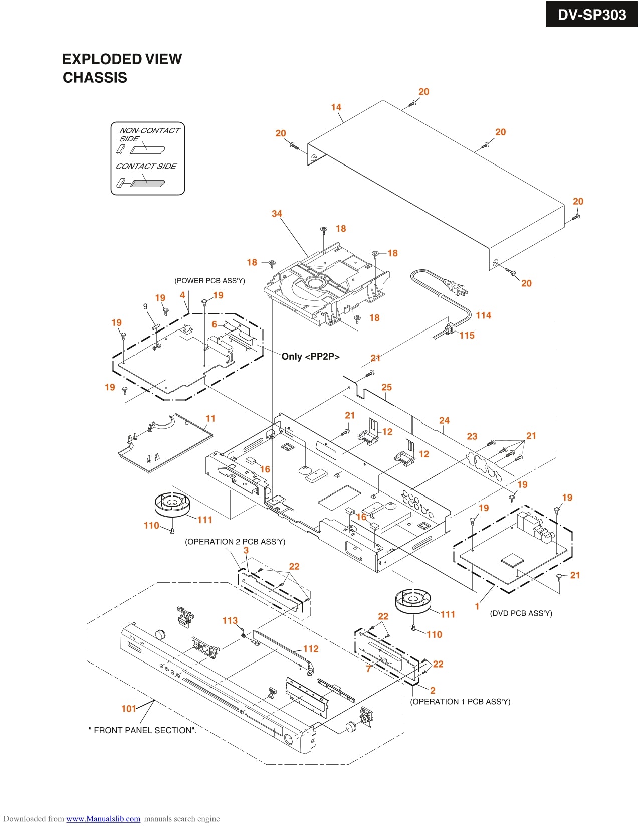 Onkyo DV-SP303 & DV-SP303E DVD Player Service Manual (Pages: 66)