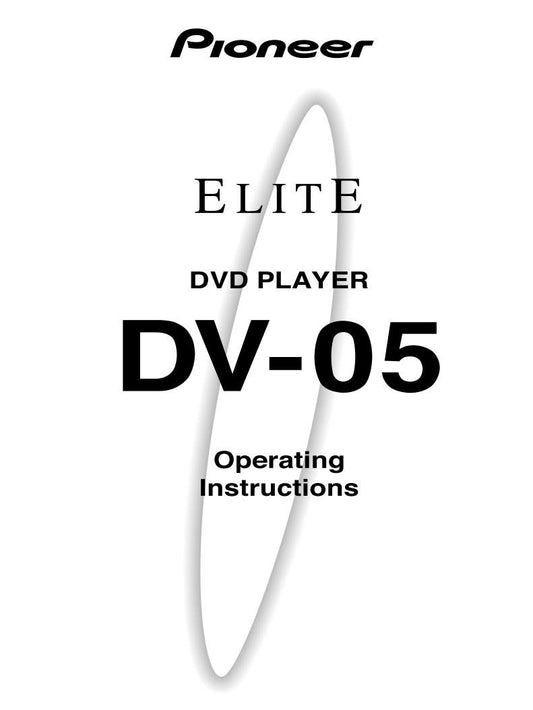 Pioneer DV05 DVD Player Operating Manual