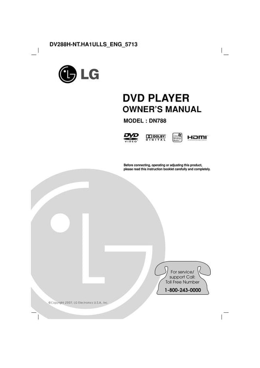 LG DN788 DVD Player Operating Manual