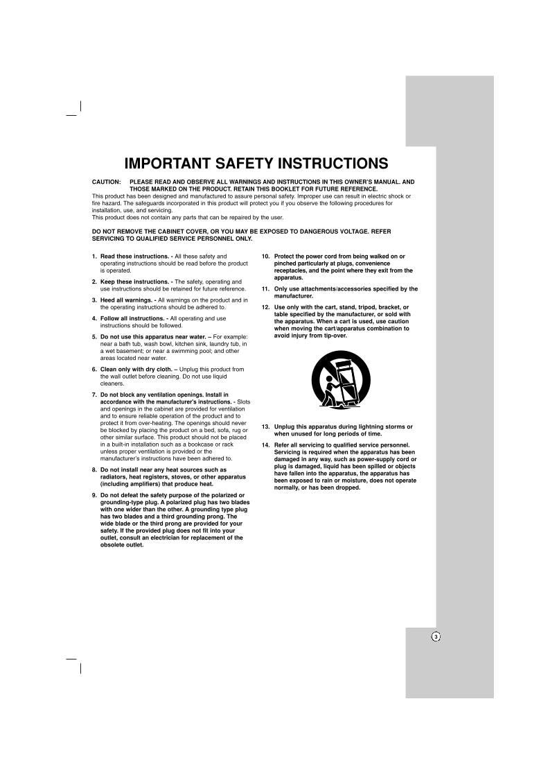 LG DN788 DVD Player Operating Manual