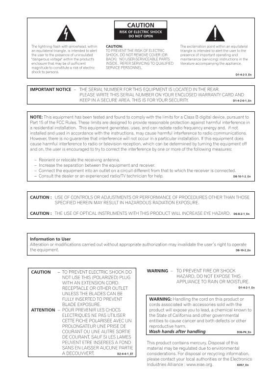 Pioneer DV588A DV588AS DVD Player Operating Manual